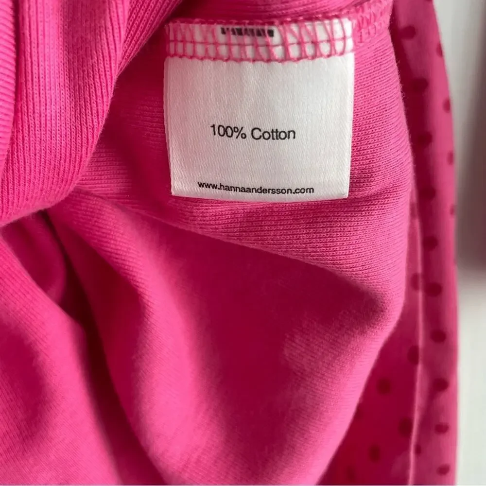 Hannah Andersson pink polka dot long sleeve dress button front size 8